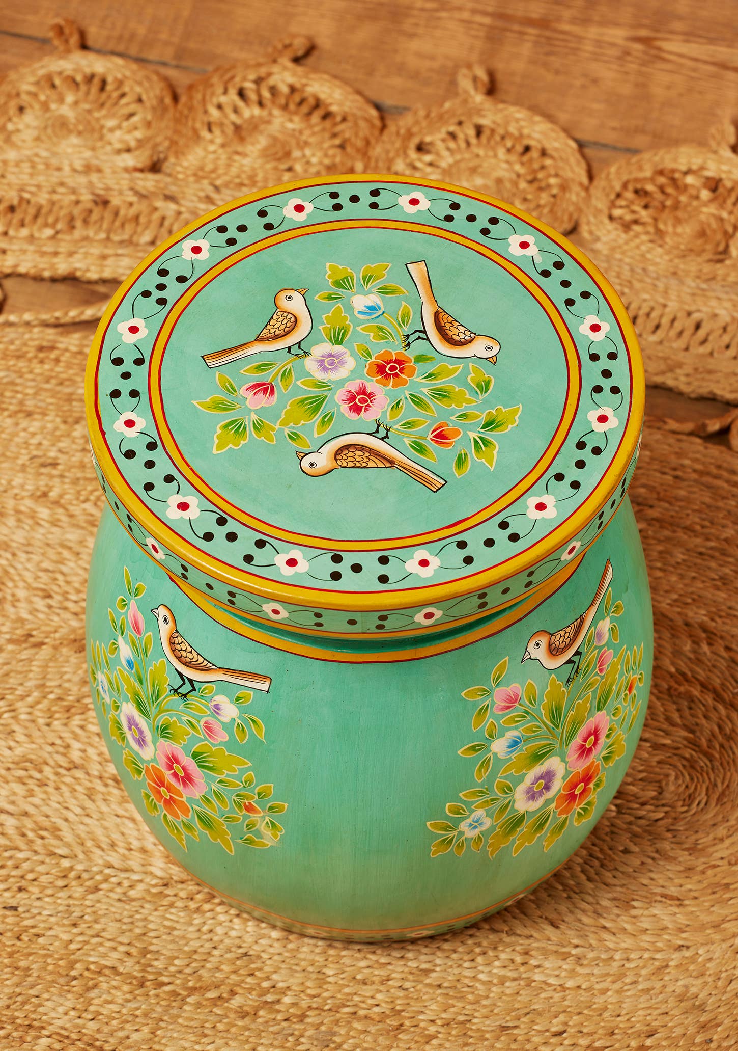 Namaste - Vente Tables d'appoint - Table d’appoint ronde peinte à la main Panchi2