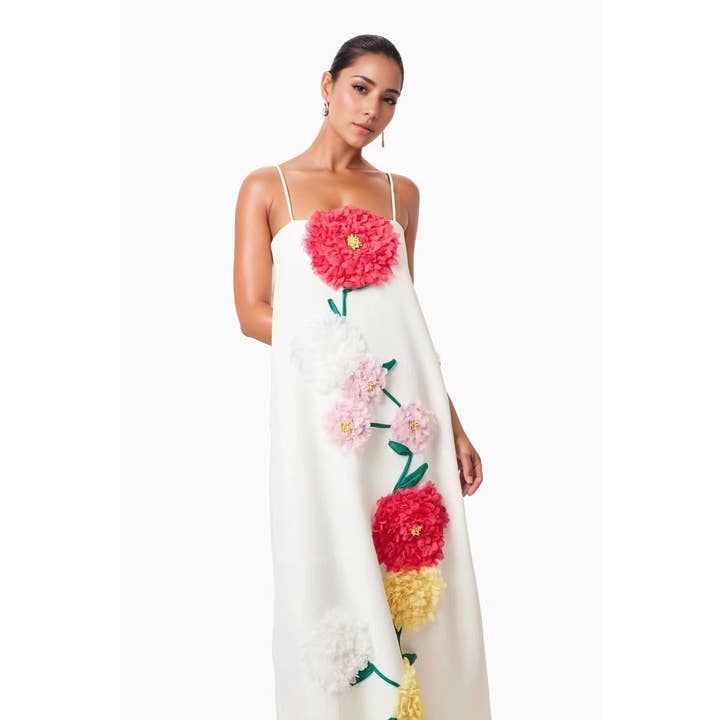 DR516Y Colorful 3D Floral Swing Suspender Long Summer Dress for wholesale by Productseeker