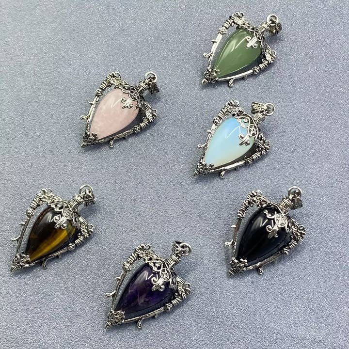 Mio Queena - Wholesale Spiritual Stone/Crystal - Vintage Stone & Crystal Bottle Charm Pendant - CS10