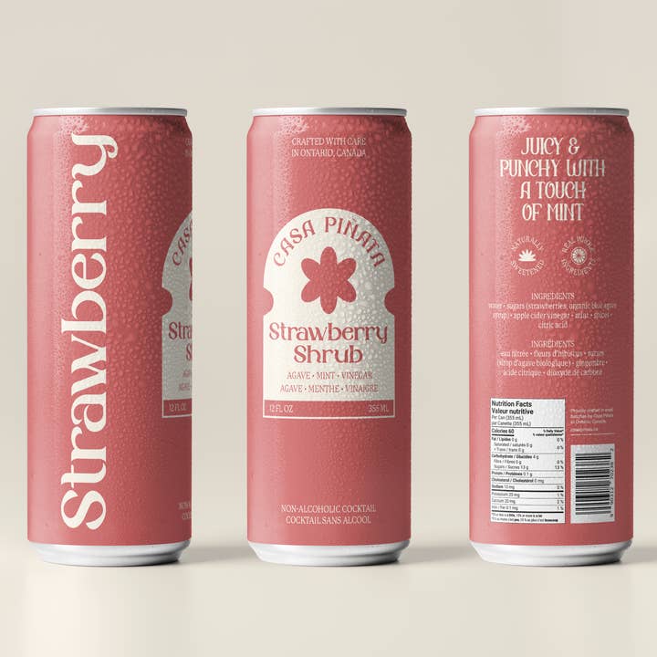 Sparkling Strawberry Shrub 355ml (24 pack) for wholesale by Casa Piñata