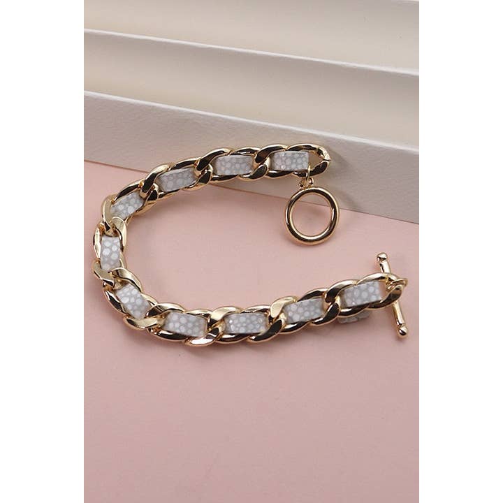 JOSSLYN by wall to wall - Wholesale Link & Chain Bracelet - FAUX LEATHER CHAIN BRACELET | 10B2120501
