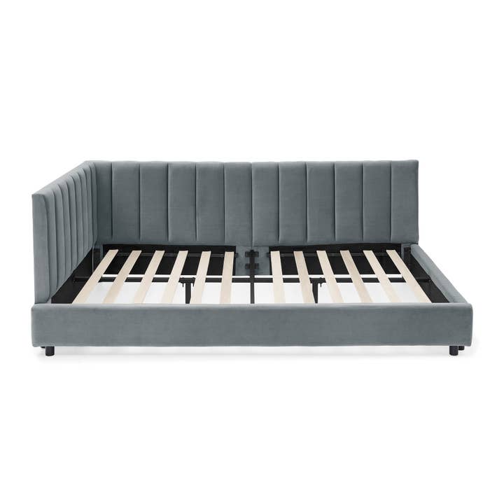 39F Inc. - Wholesale Bed - Mid-Century Full Size Tufted Bed Frame ,Gray/Beige/Black 10