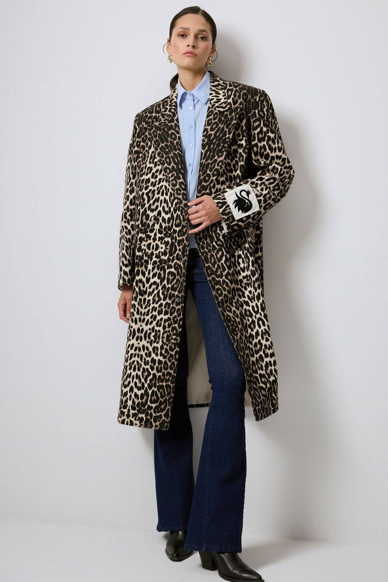 Leopar 100% COTTON LEOPARD PATTERNED LONG JACKET for wholesale on Faire4