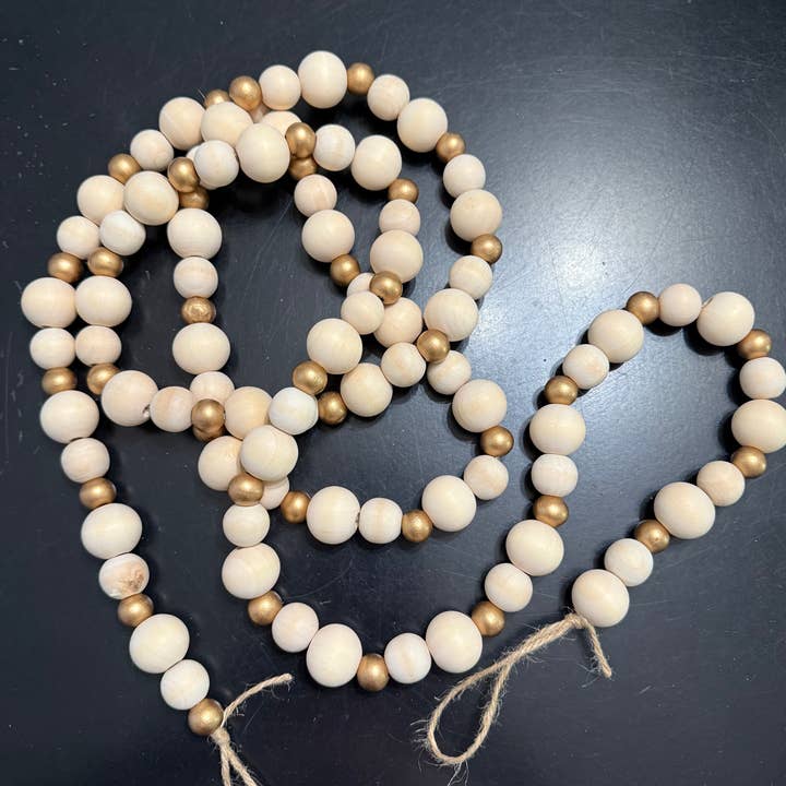 Rustiek - Wholesale Bunting/Garland - Wood bead garland with gold accent 2