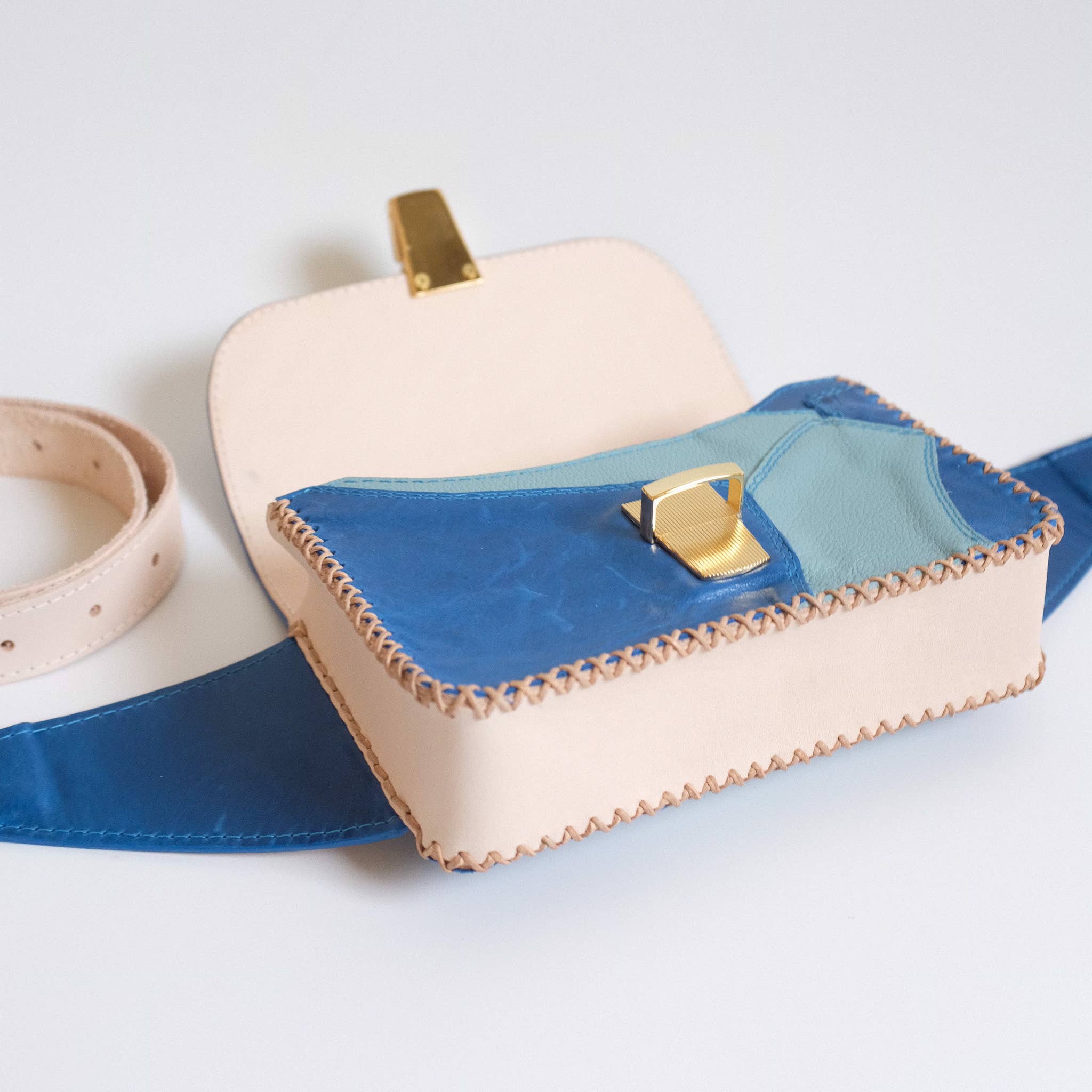 Blues Leather Patchwork Sling Bag for wholesale on Faire1