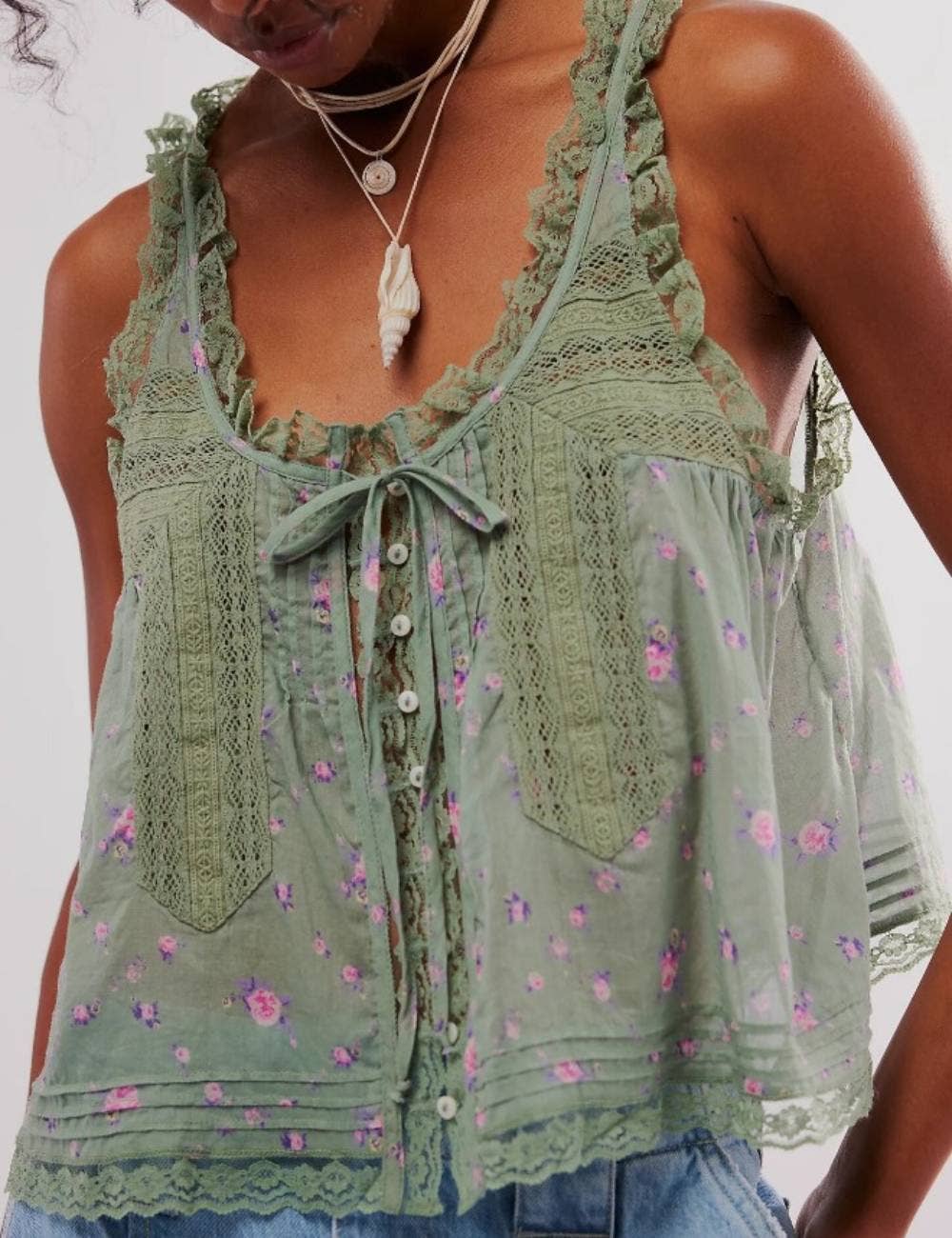 Sweetkama - Venta al por mayor Camisola - Mujer - Top de tirantes de encaje con lazo en V para mujer SKT513048