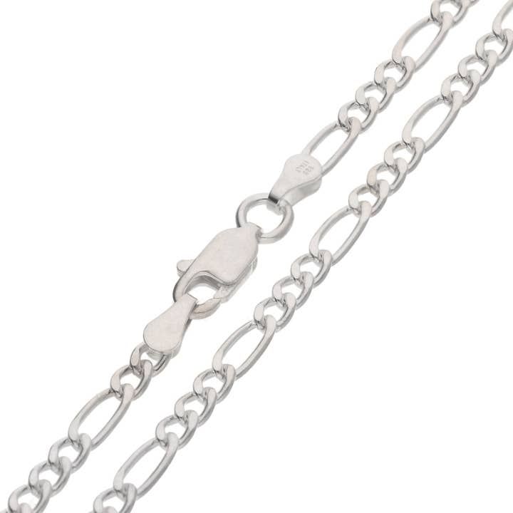 Silver Insanity - Wholesale Link & Chain Necklace - Diamond-Cut 4mm Wide Sterling Silver Figaro Chain Necklace