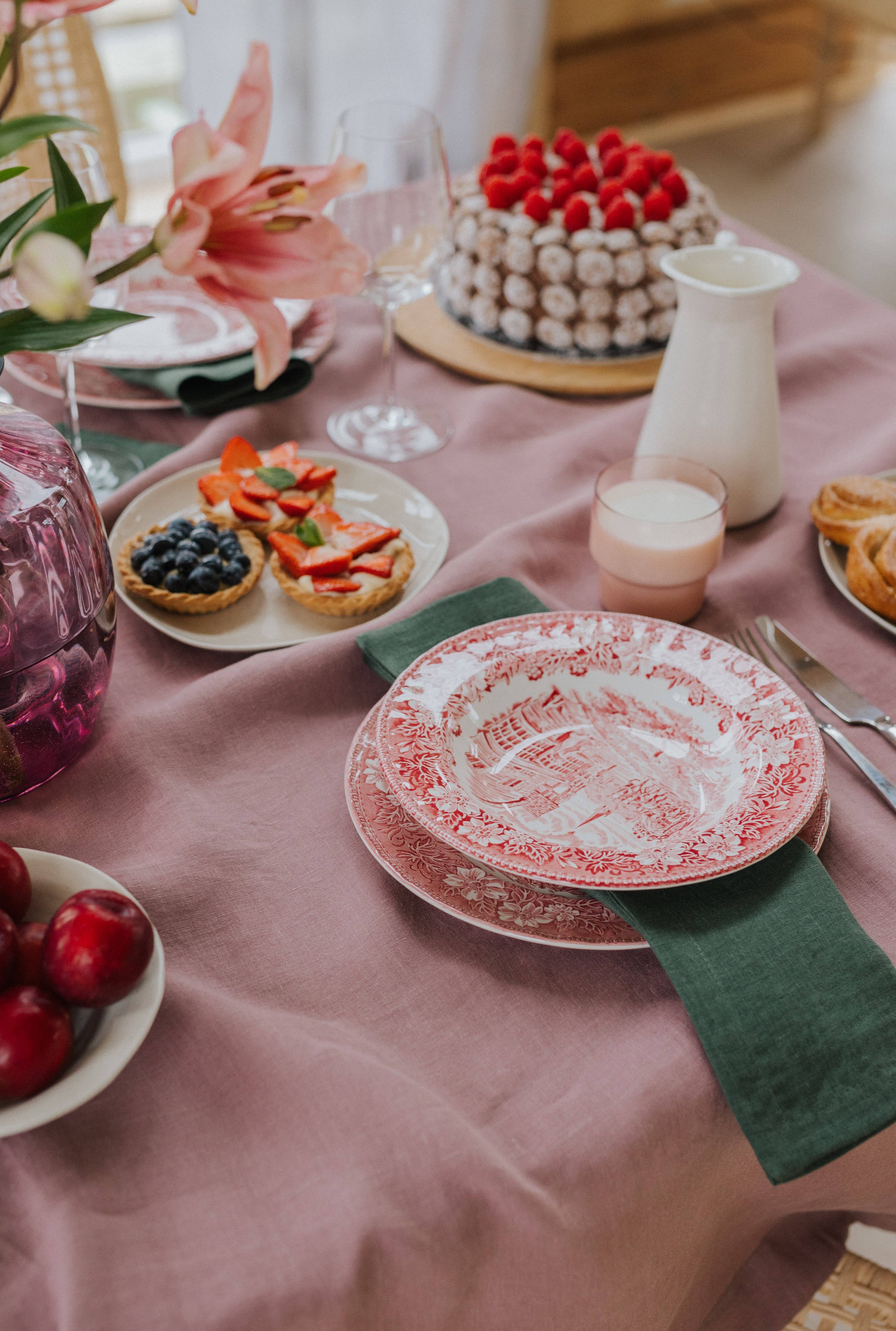 Linen Spells – Engroshandel Middags- og stofserviet – Skovgrøn linned serviet sæt med 21