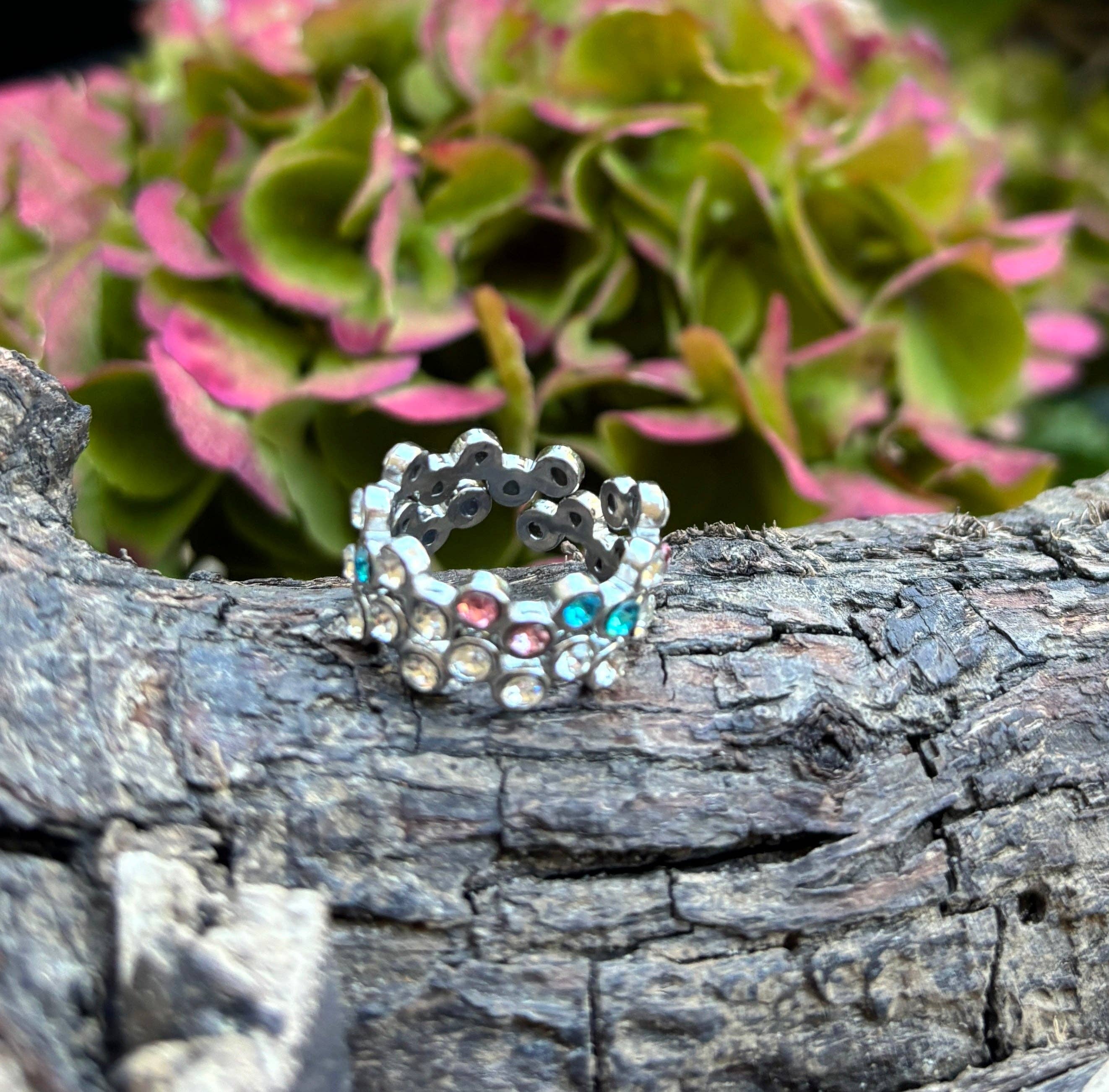 Ocean Ripples - Wholesale Multi-Stone Ring - 18ct Gold Plated Cubic Zirconia Stackable Ring - Available In Silver6