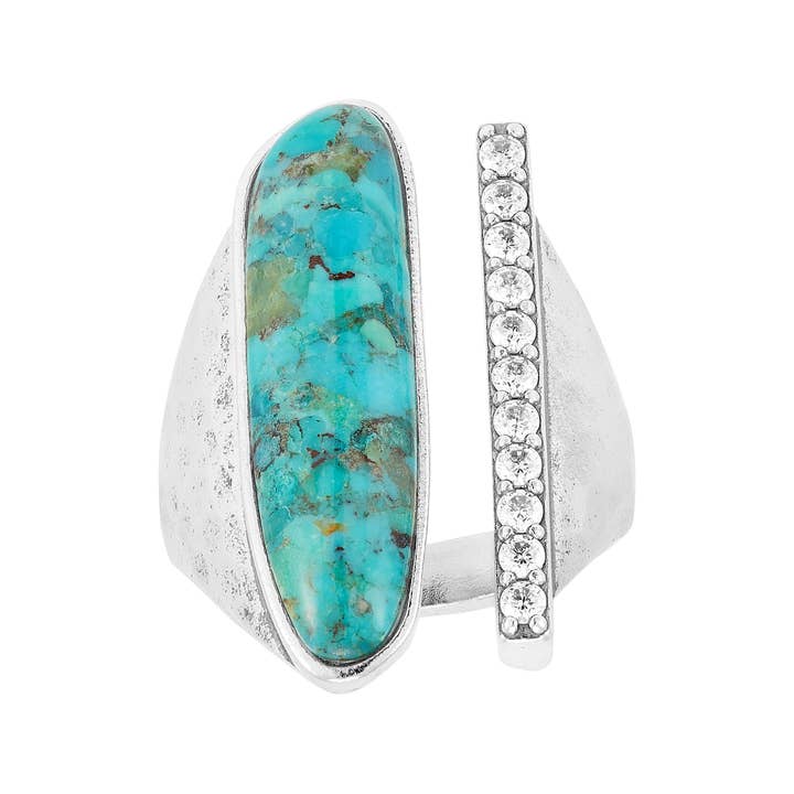 Silpada - Wholesale Cocktail/Statement Ring - Silpada 'Throne' Silver Compressed Turquoise and CZ Ring