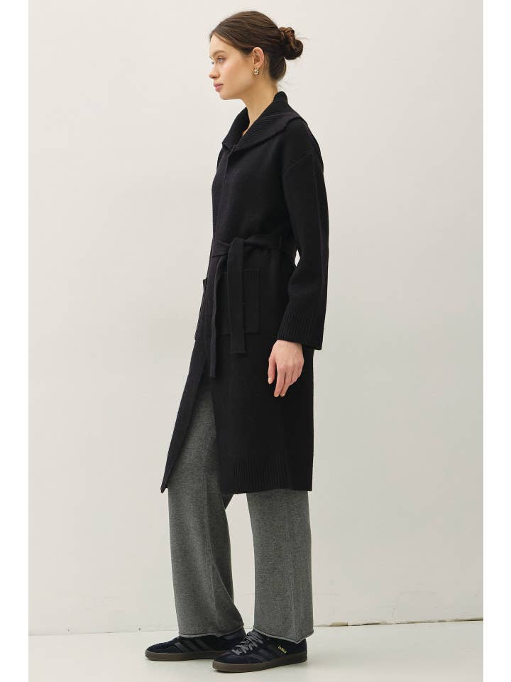 Be Cool - Wholesale Coat - Women's - WOOL COATIGAN WITH LARGE RIBBED COLLAR 2