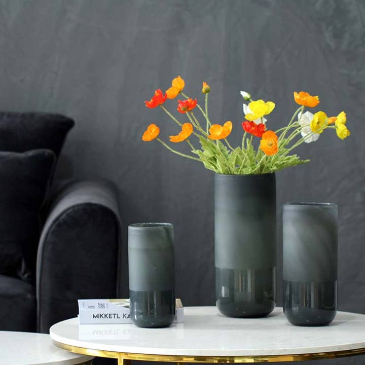 Zylinder grau/rosa Glasvase Sandstrahlen für den Großhandel von Noah Decoration