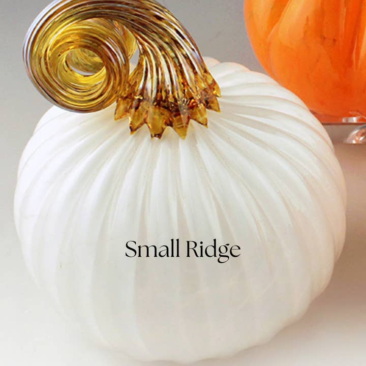Boise Art Glass – wholesale Decorative tabletop object – Glass Pumpkin - Medium - Small Ridge