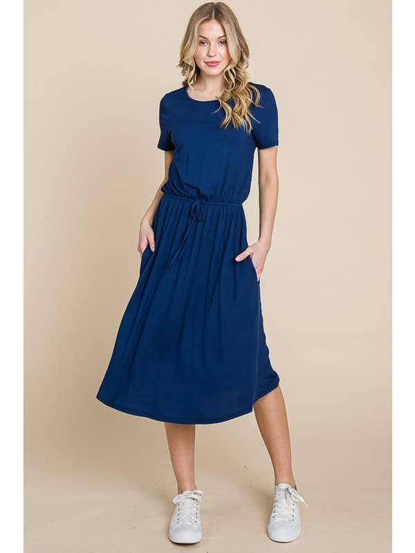 Vanilla Monkey - Wholesale Dress - Women's - Solid Drawstring Waist Dress5