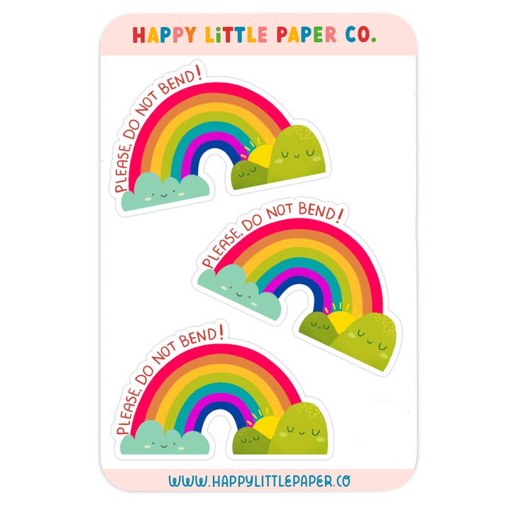 Transparent Do Not Bend Rainbow Sticker for wholesale by Happy Little Paper Co