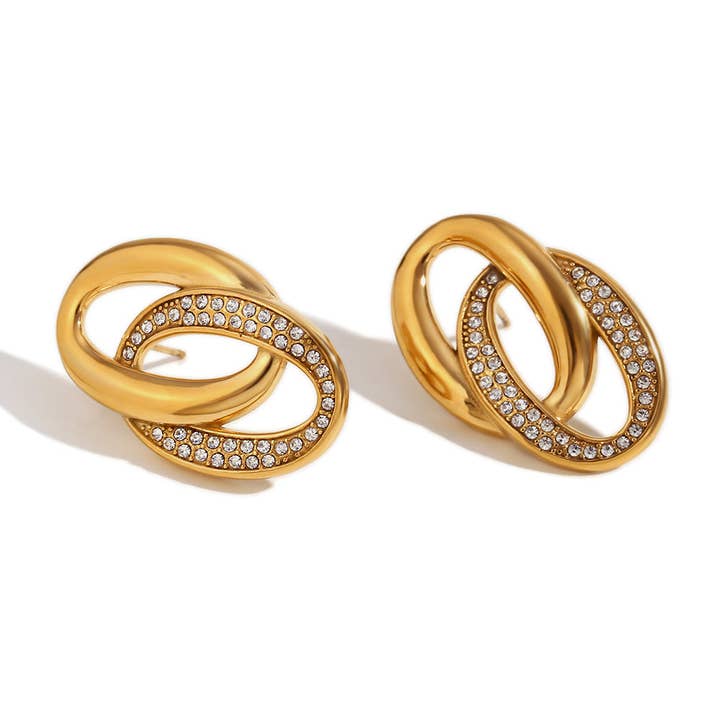 Circle Cross Zircon Stud 18k Earrings for wholesale by Twine and Love