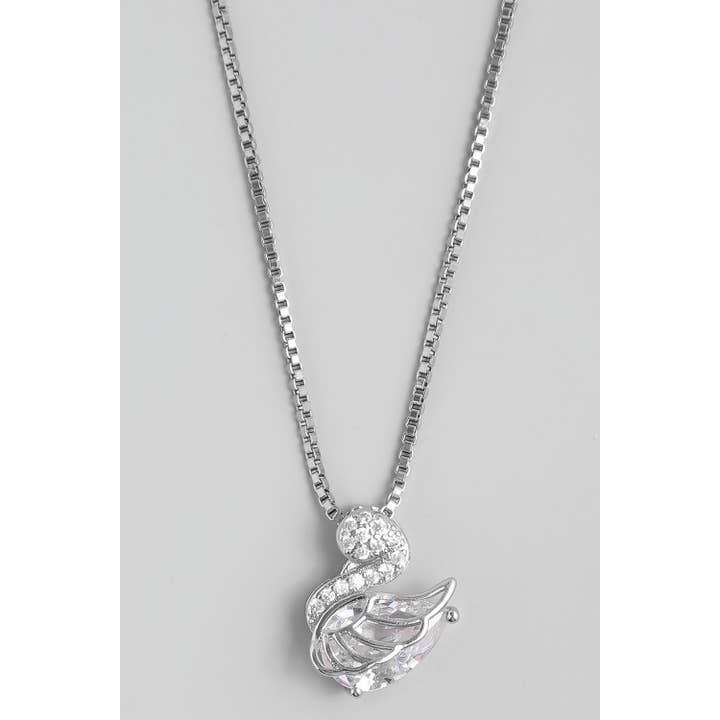 LAVISH CZ SWAN PENDANT BOX CHAIN NECKLACE for wholesale by Girly
