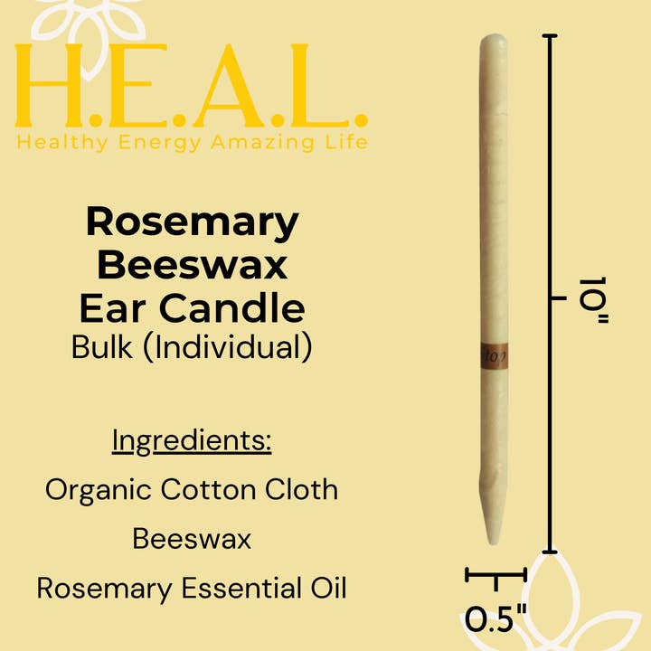 Healthy Energy Amazing Life - Wholesale Tapered Candle/Candlestick - Rosemary Beeswax Ear Candles by Doc Harmony