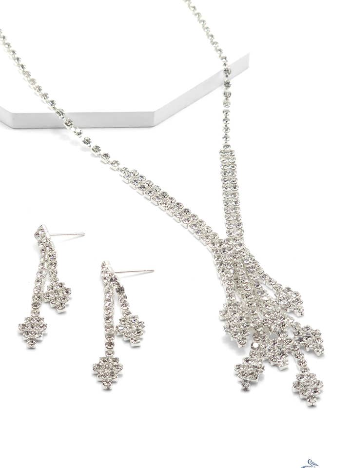 Celestial Waterfall - Silver Necklace Set for wholesale by Sunset Marsh LLC