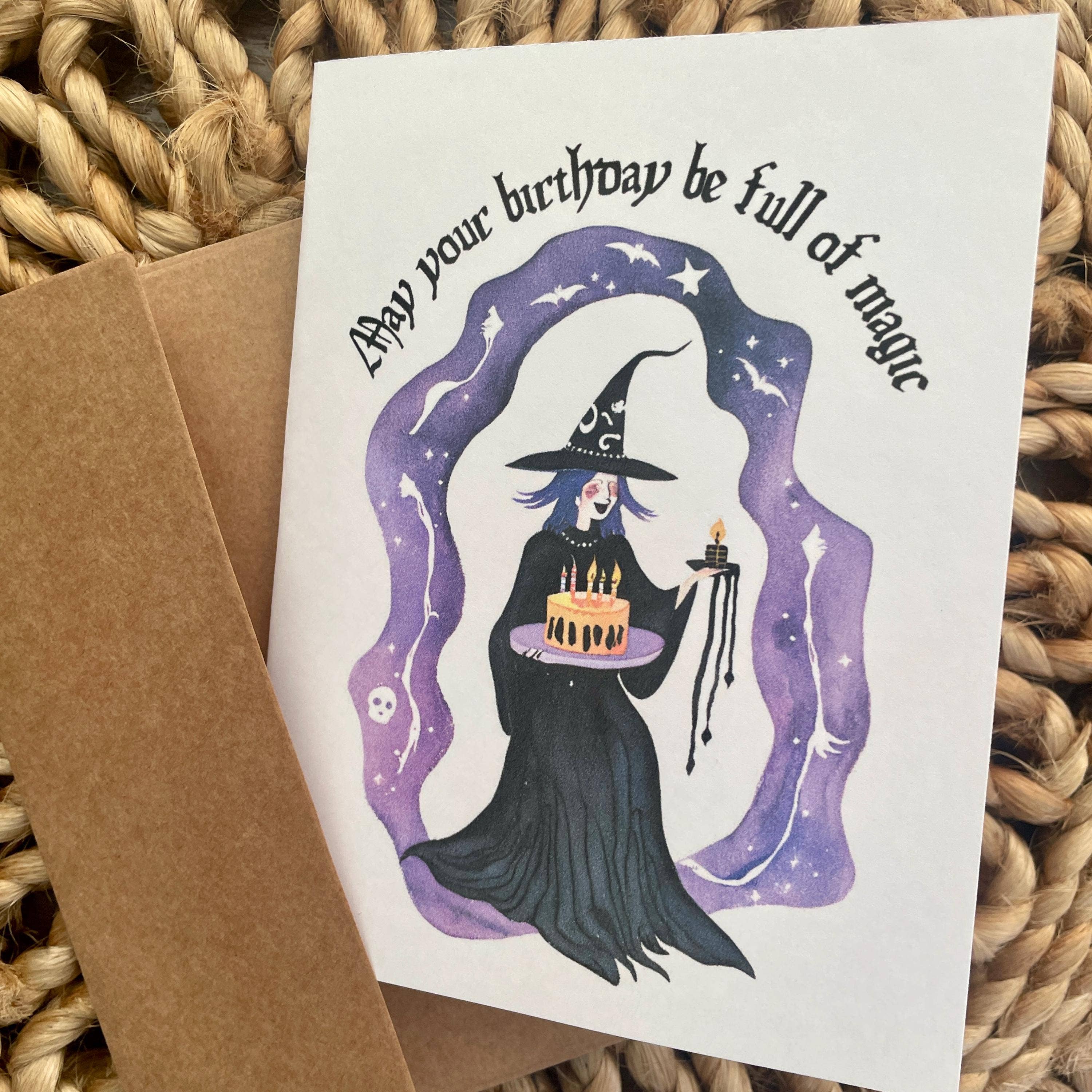 Cryptic Paper Co. - Wholesale Birthday Card - Cute Witch Magical Goth Halloween Time Birthday Card 2