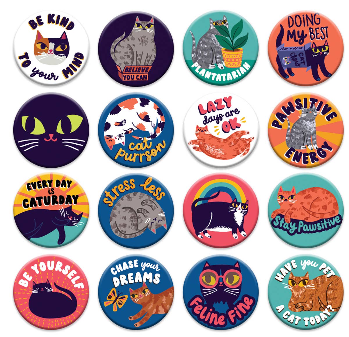 Badge Bomb - Wholesale Lapel Pin/Button - Pawsitive Purrspective 1.25" Button Box1