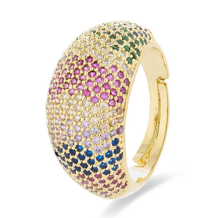 Bague Luxenter avec zircone multicolore finition en or jaune 18K - Ikahi pour la vente par Luxenter