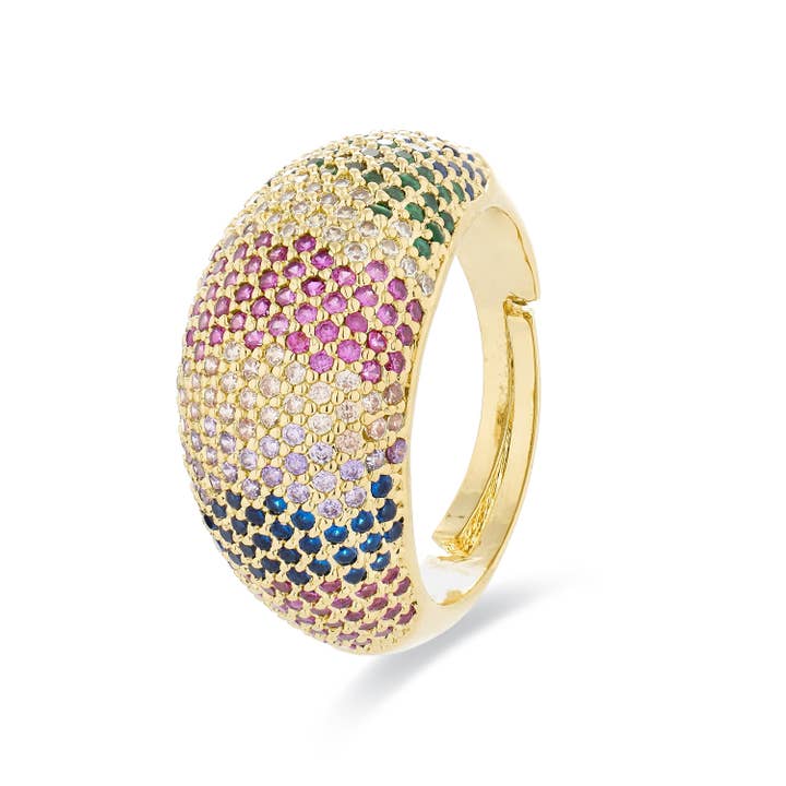 Anillo Luxenter con Circonita Multicolor acabado en oro amarillo de 18K - Ikahi for wholesale by Luxenter