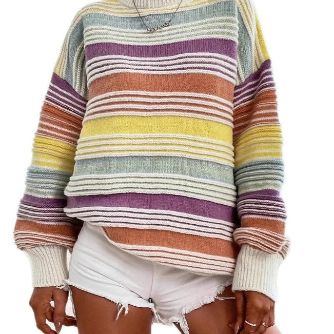 Rainbow Stripe Sweater Mid Weight Multi N5Z887 for wholesale by alberalkirk