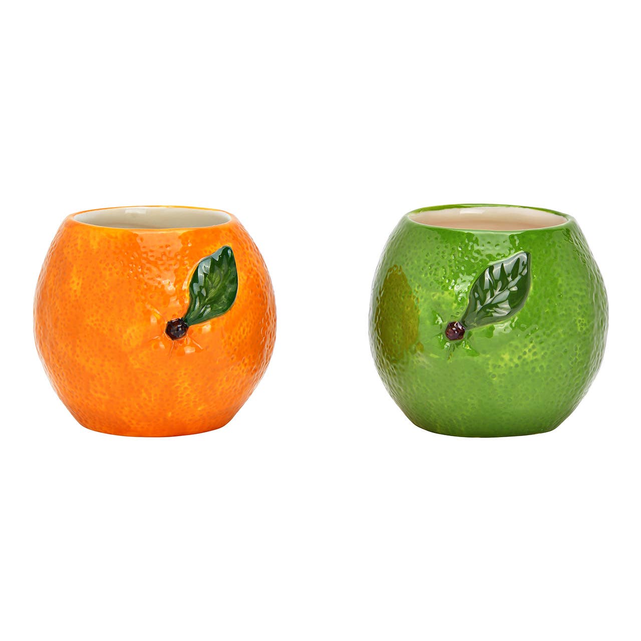 Wurm - Wholesale Candle Holder - Tealight holder Orange/Lime made of ceramic, 2-piece, Orange/Green (W/H/D) 10x9x10cm0