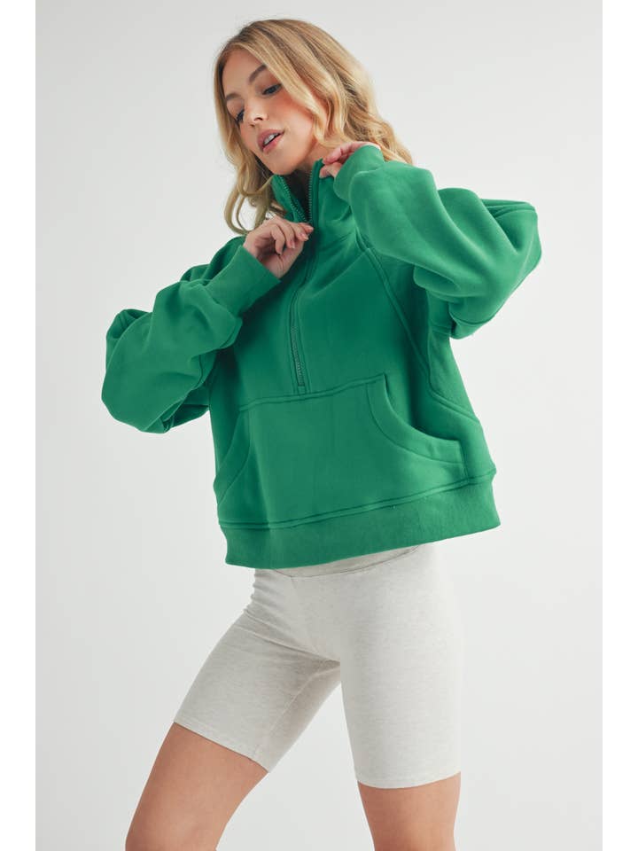 AEMI + CO - Wholesale Sweatshirt - Women's - 950CK Dove Funnel Neck Half Zip 539