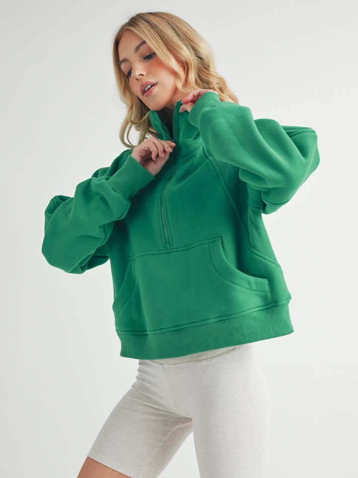 AEMI + CO - Wholesale Sweatshirt - Women's - 950CK Dove Funnel Neck Half Zip 6