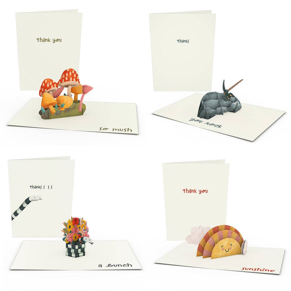 Lovepop Cards - Wholesale Thank You Card - Thank You Whimsical Notecards (4-Pack) 3.75 x 5.125"2