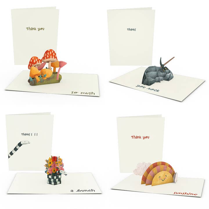 Lovepop Cards - Wholesale Thank You Card - Thank You Whimsical Notecards (4-Pack) 3.75 x 5.125"2