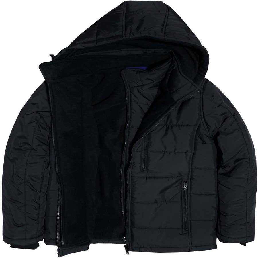 Men's Heavy Padded Full Fleece Insulated Jacket Negative Degree Canadian  Winter Weather Coat with Removable Hood 