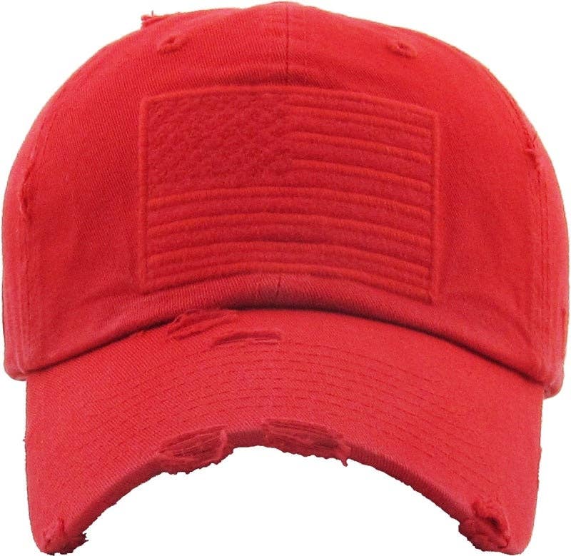 MiMi Wholesale - Wholesale Baseball Cap - Women's - KBVT209 American Flag Washed Vintage Distressed Baseball Cap3