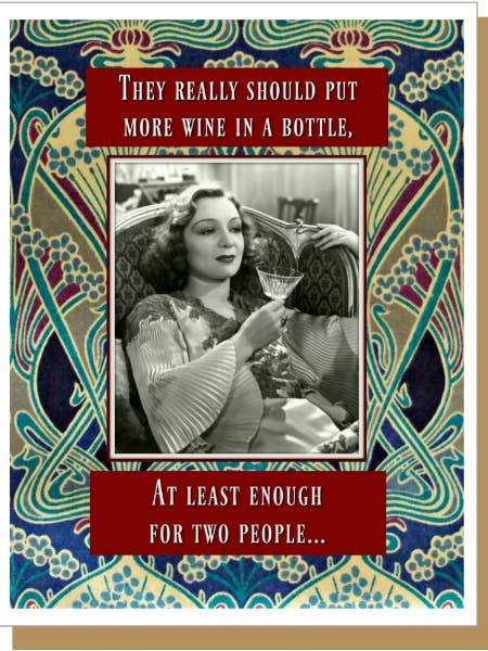 More Wine In A Bottle - Everyday Card for wholesale by Ümlaut Brooklyn