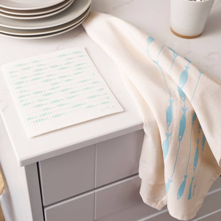 Organic Tea Towel - Fish in The Sea | Sustainable Kitchen for wholesale by LIGA