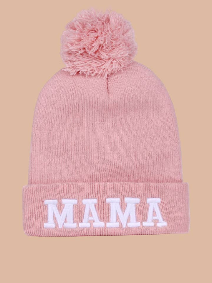 ..0827 Mama Chenille Patch Pom Beanie SI-28176 for wholesale by 42POPS