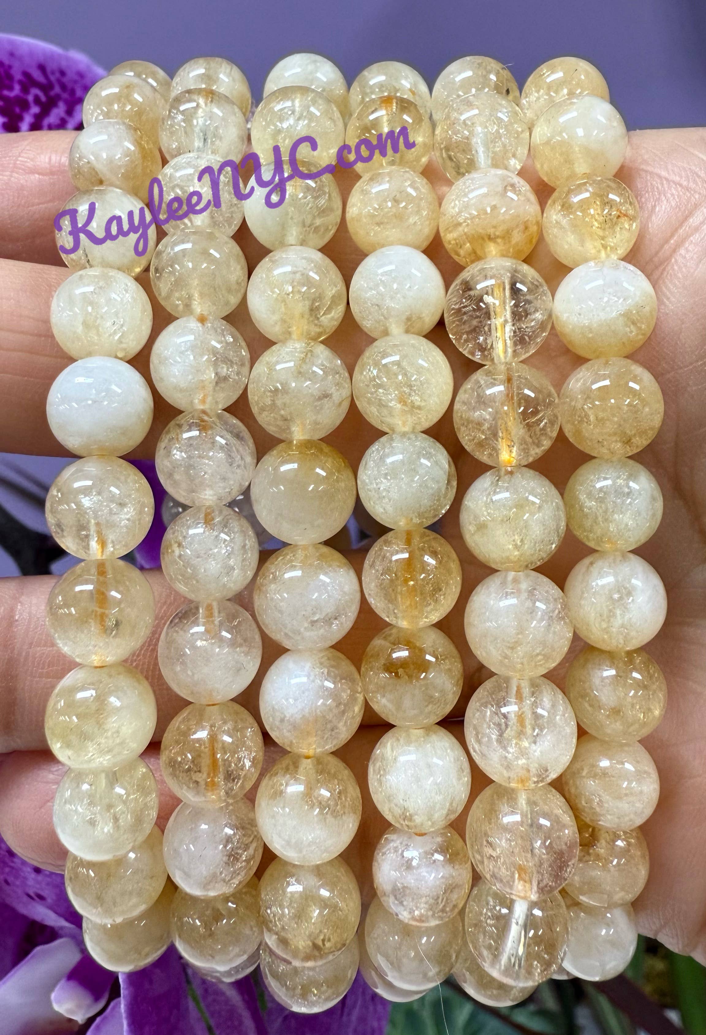 KayleeNYC - Wholesale Beaded Bracelet - Citrine 8mm 7.5” Crystal Stretch Bracelets2