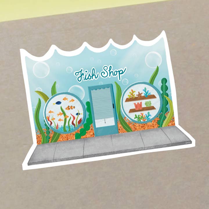 Fish Shop Sticker | Tiny Shop Series, Tropical Fish Gift for wholesale by blonde birdie
