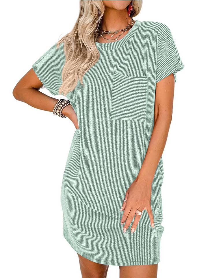 Lovesoft – Großhandel Kleid – Damen – Sommerliches lässiges T-Shirt-Kleid mit kurzen Ärmeln (mit Taschen)