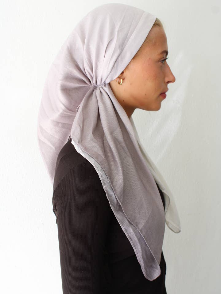 VERSATILE PRETIED Shimmer Ombre Soft Grey (with Velvet Grip) for wholesale by The Scarf Bar