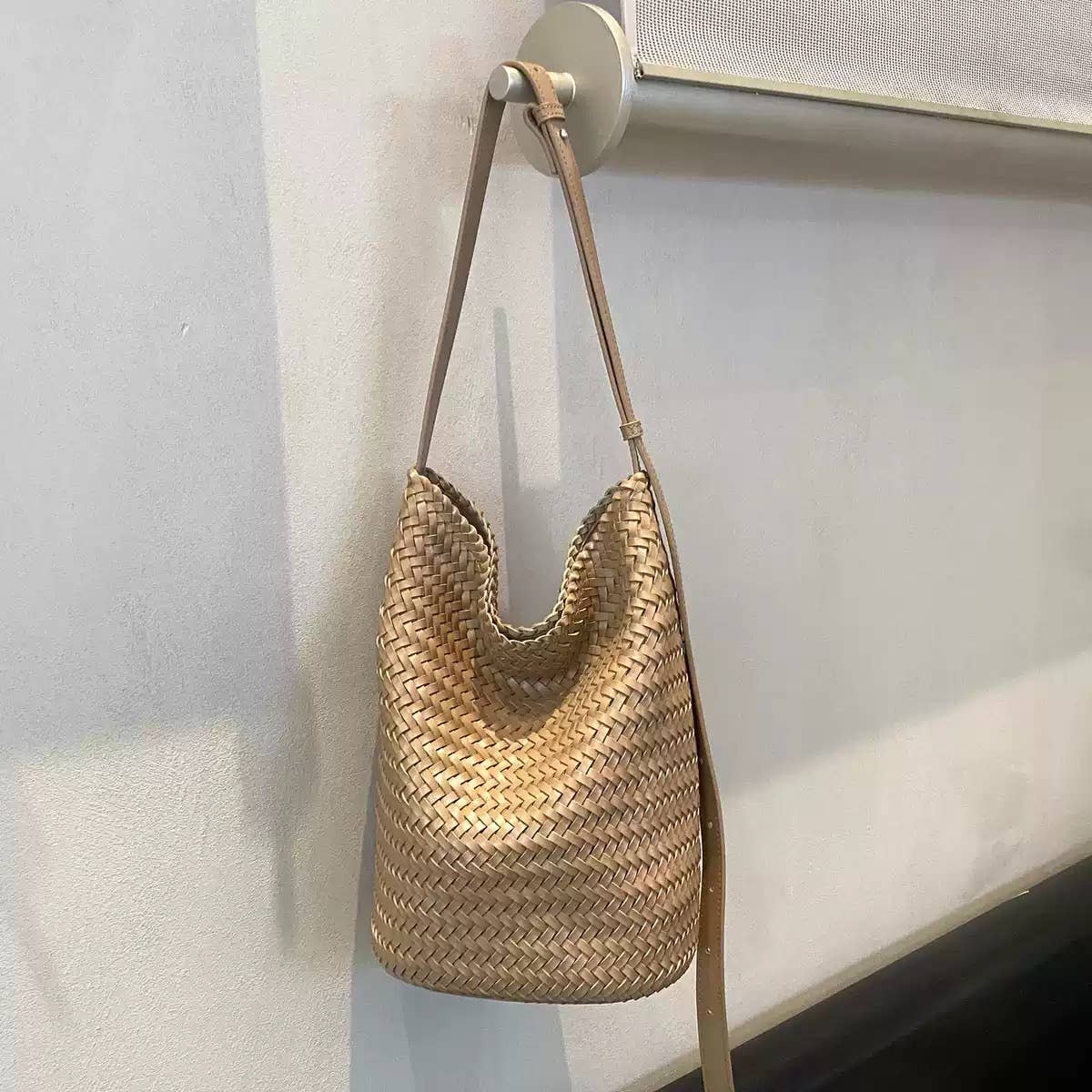 Sook Stainable - Wholesale Shoulder Bag - Women's - Leather Weaving Braid Bucket Shape Shoulder Crossbody Bag2