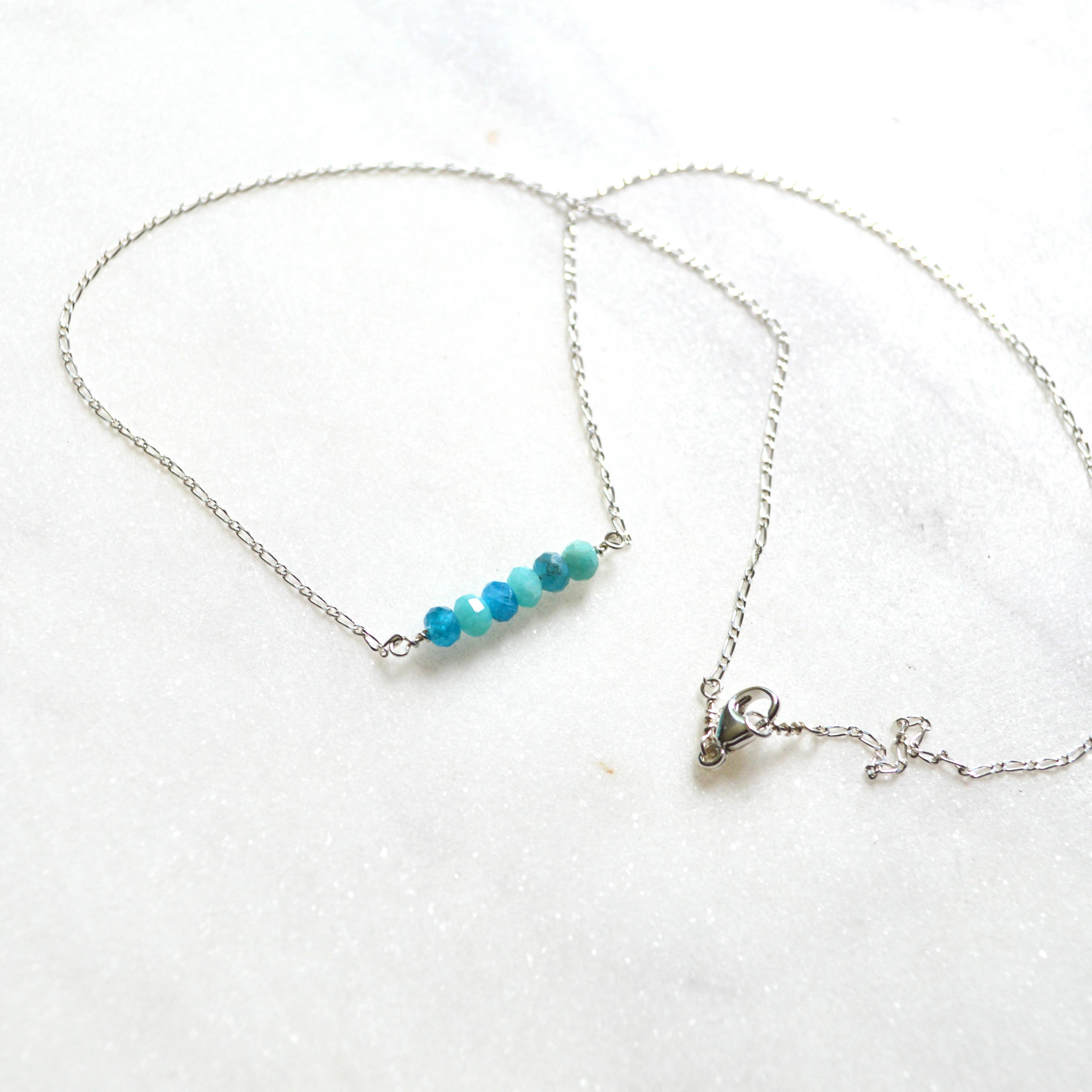 Salty But Sweet – wholesale Beaded/pearl necklace – Amazonite and Apatite Beaded Necklace Sterling0