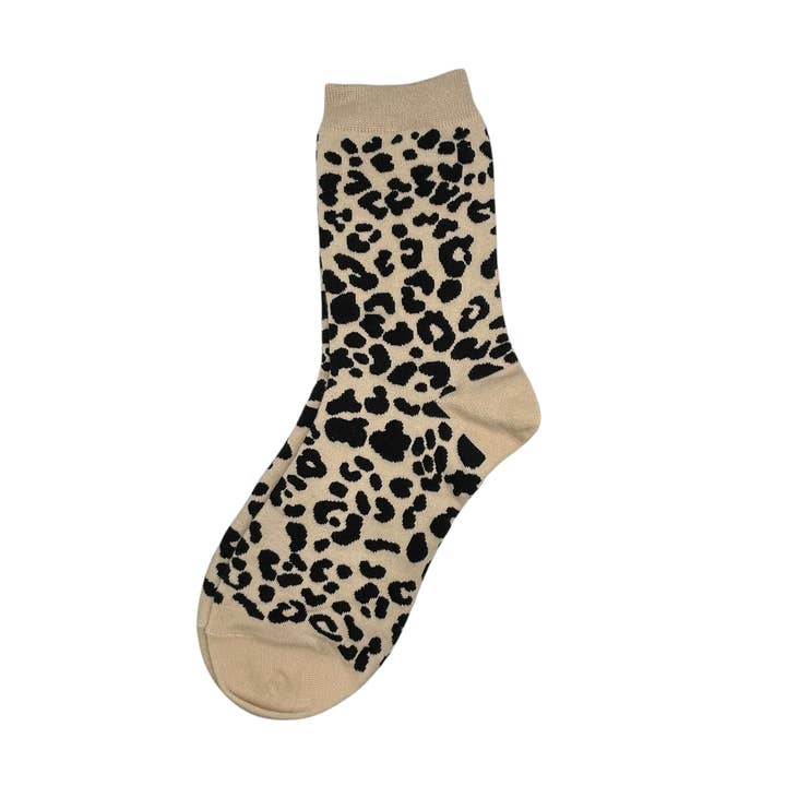 Sixton London - Wholesale Socks - Women's - Leopard single socks - Ivy / Charcoal / Sand / Cream