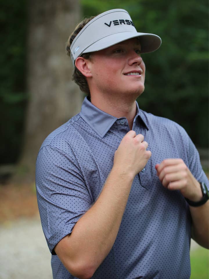 Polo Polka Dot Performance - Gris para venta al por mayor de Verses Apparel Co