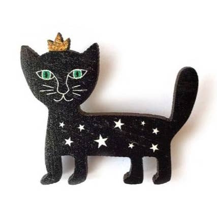 Feline Prince Brooch, Black Cat Pin, Vermont made for wholesale by Leopard Frog