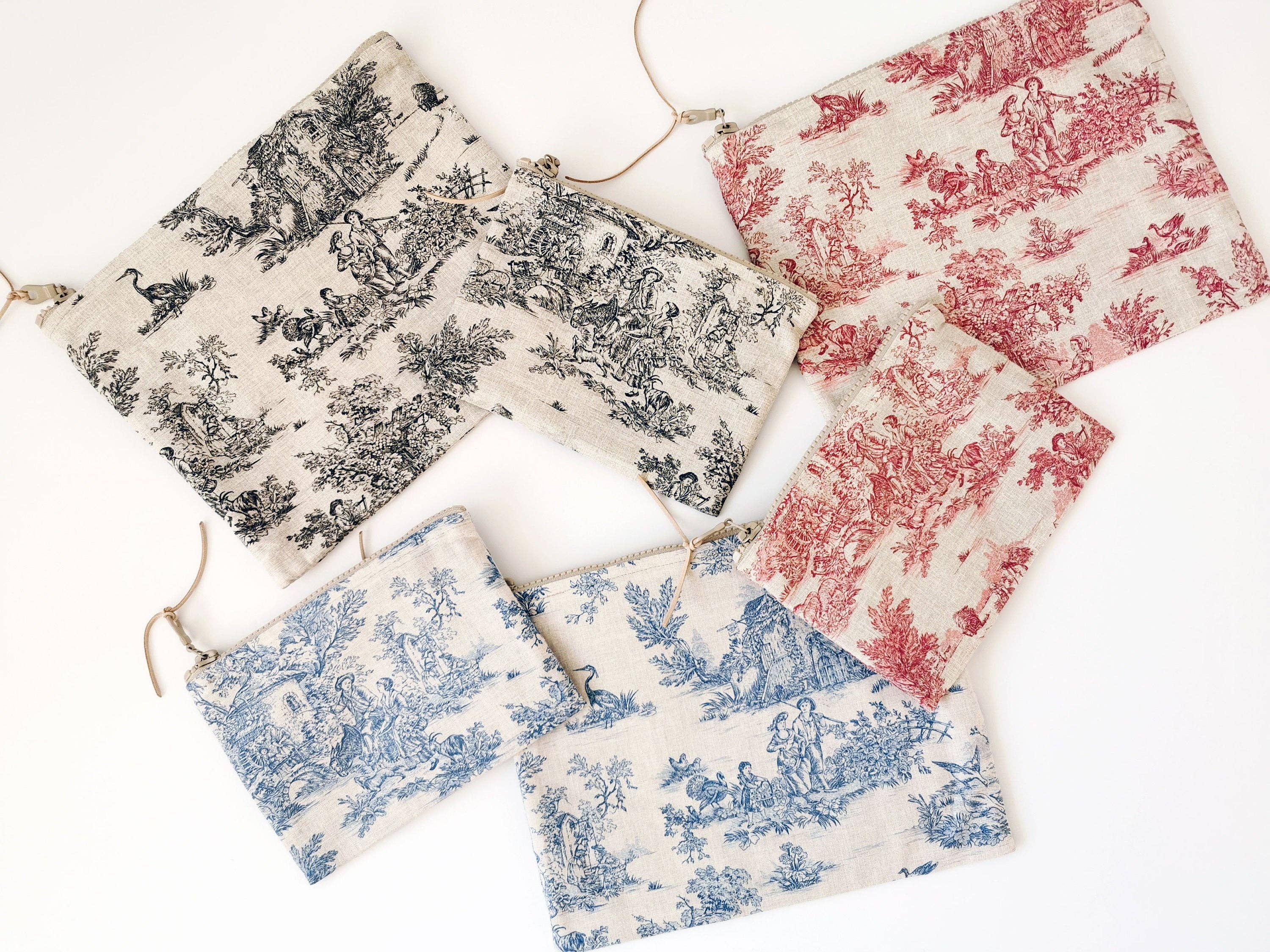 Homesite - Wholesale Pouch - Women's - Toile De Jouy Zipper Pouch, Three Colors and Two Sizes2