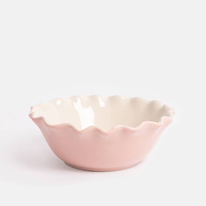 Pink Outside/ 'Love' & Heart Motif Frilly Bowl for wholesale by Caroline Gardner