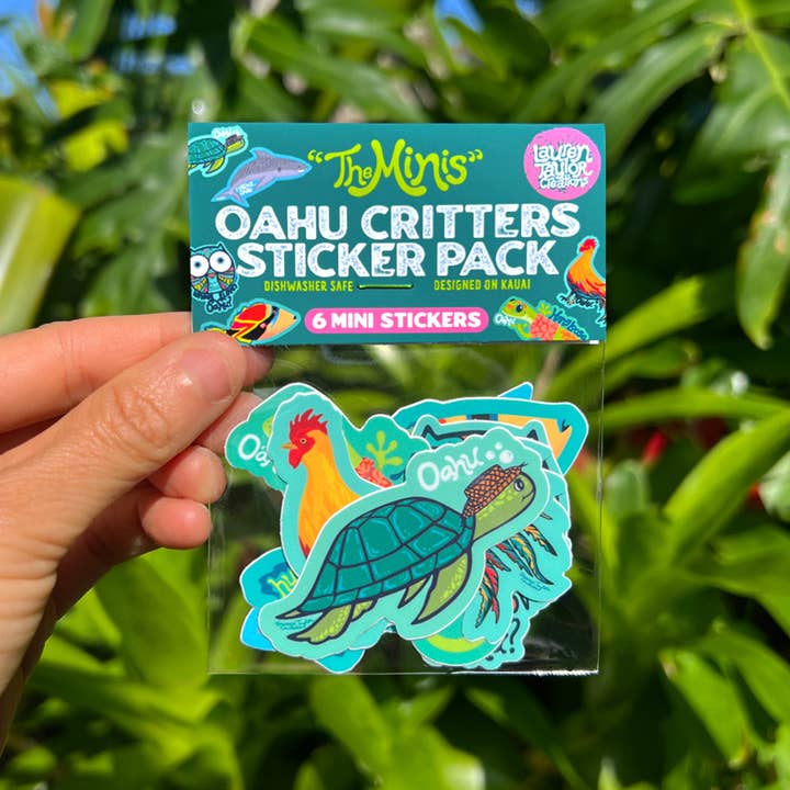 THE MINIS : OAHU CRITTERS STICKER PACK for wholesale by Lauren Taylor Creations